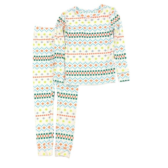 Cat & Jack Other - Cat & Jack Girls Ivory Cozy Multicolored Print Stars Sleep Set Pajamas Sz 12